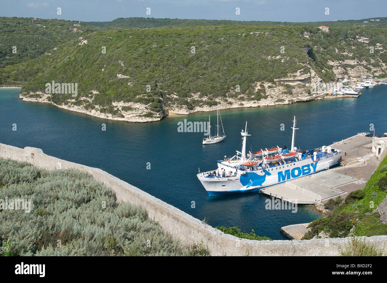 Ferry pour l'île de la Sardaigne, Bonifacio, Corse, France Banque D'Images