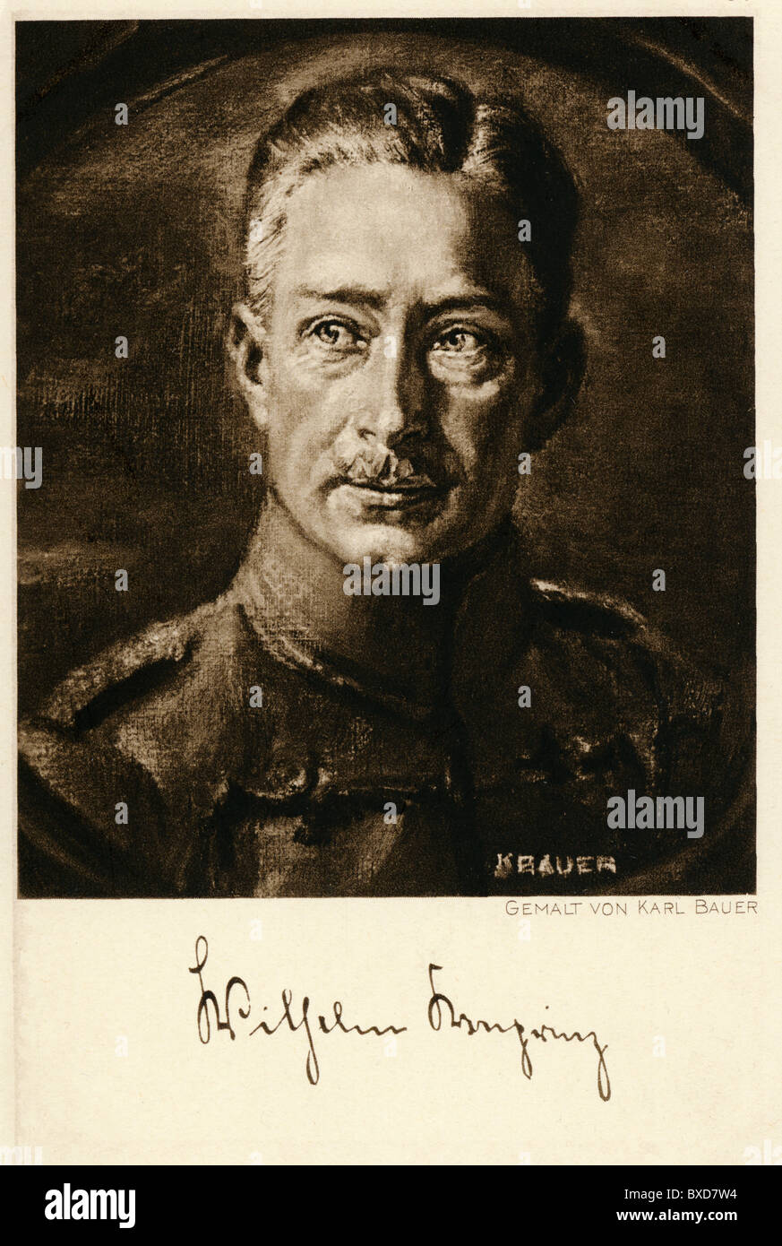 William, 6.5.1882 - 20.7.1951, prince héritier allemand 15.6.1888 - 9.11.1918, portrait, carte postale d'art après la peinture de Karl Bauer, 1915, Banque D'Images