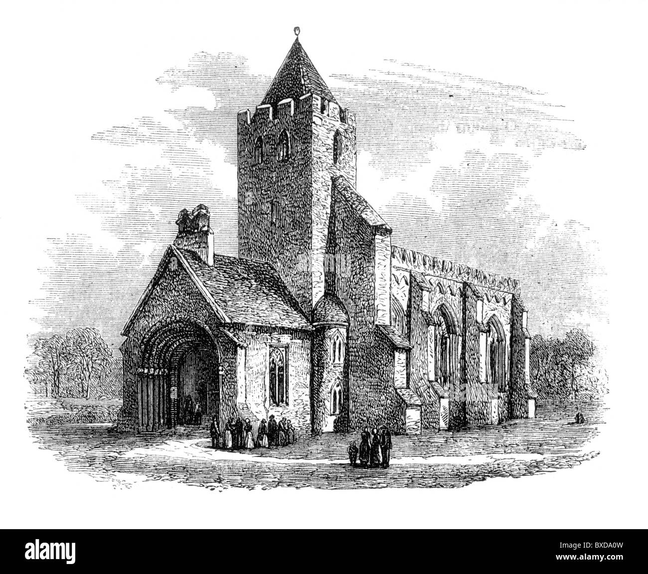 La Cathédrale St Mary, Tuam, comté de Galway, Irlande telle qu'elle était avant la restauration et la reconstruction dans les années 1860 Banque D'Images