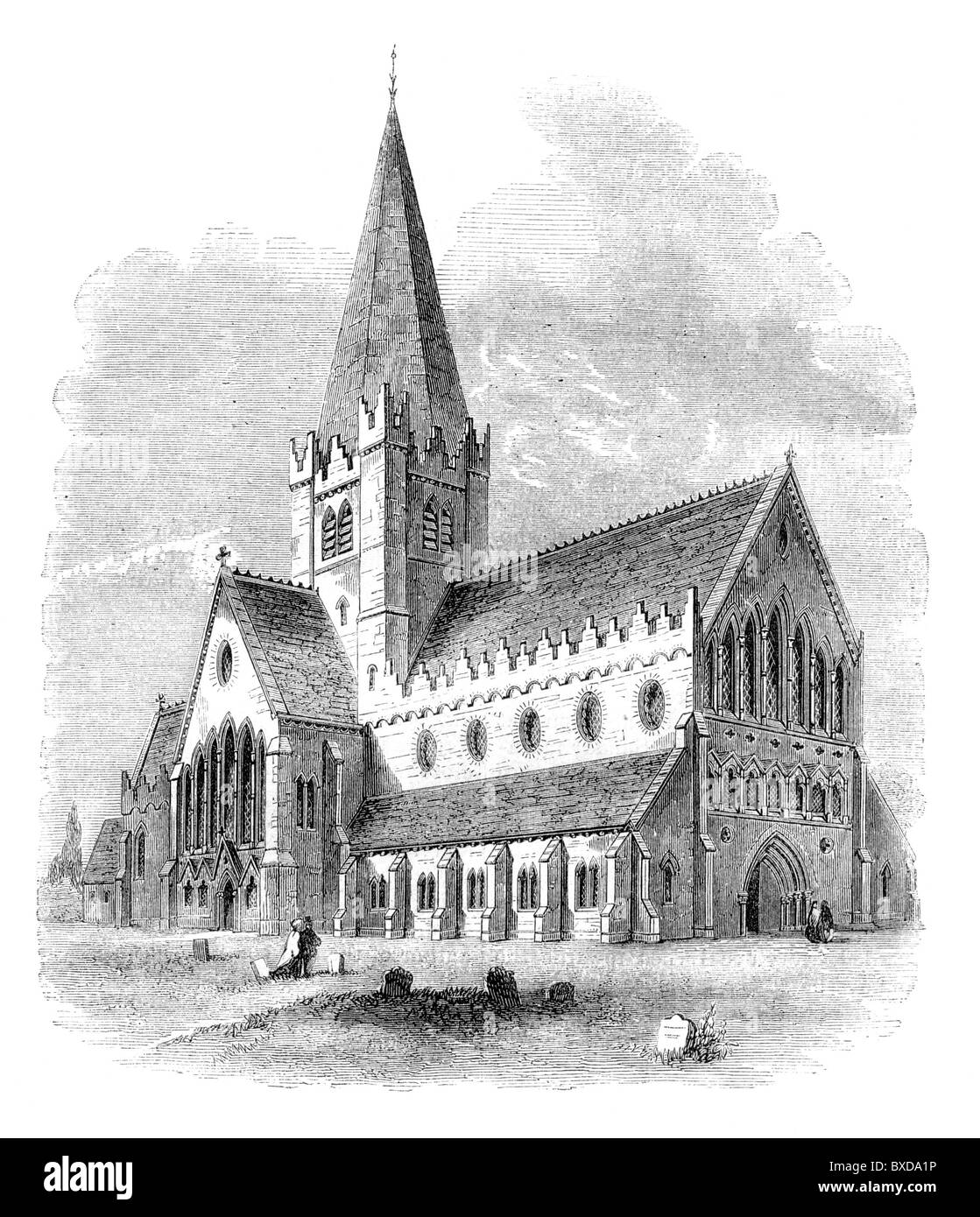 La Cathédrale St Mary, Tuam, comté de Galway, Irlande vers 1878 ; Architecte Sir Thomas Newenham Deane ; noir et blanc Illustration ; Banque D'Images