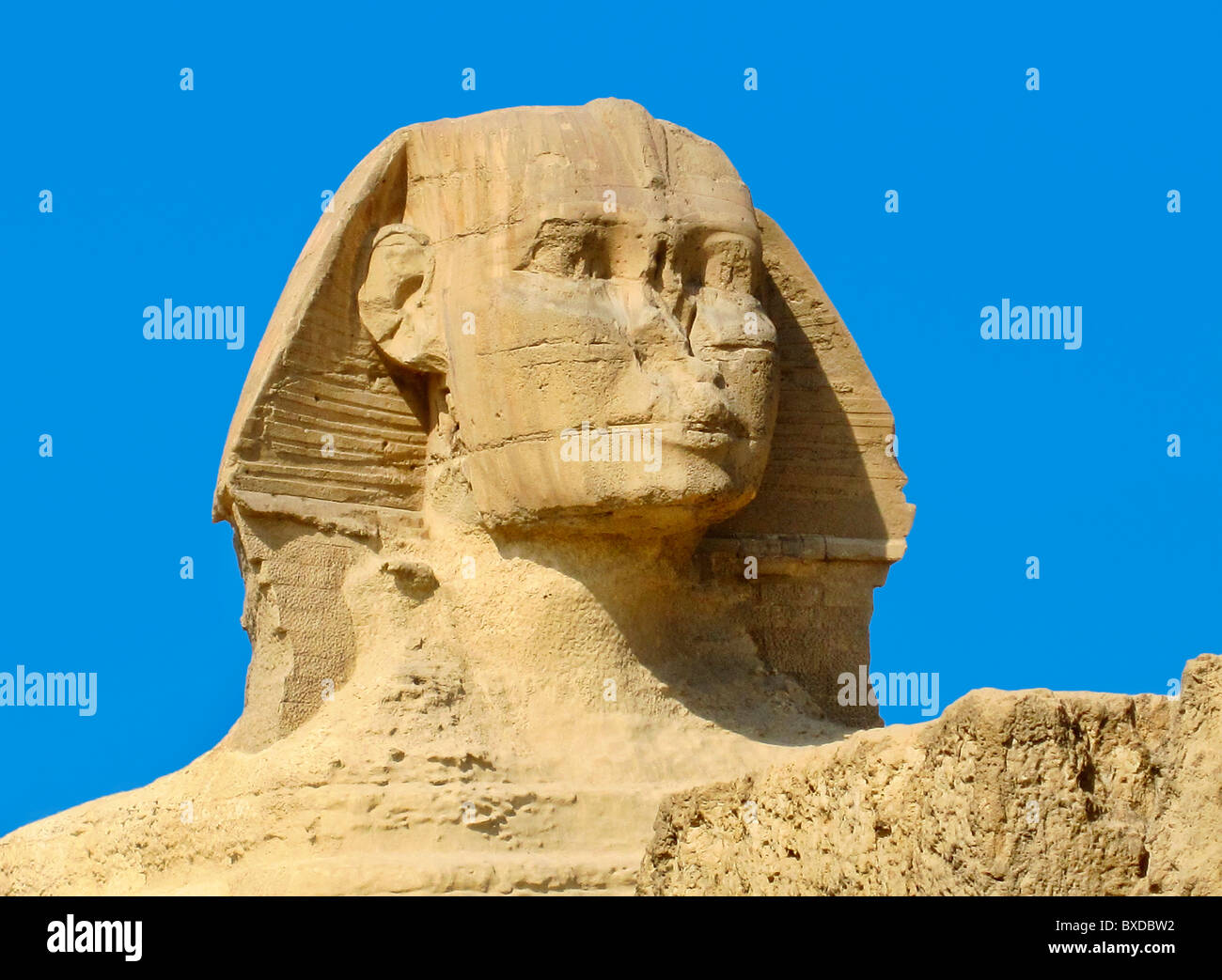 Le Sphinx et Chefren Pyramide, Giza, Egypte Banque D'Images