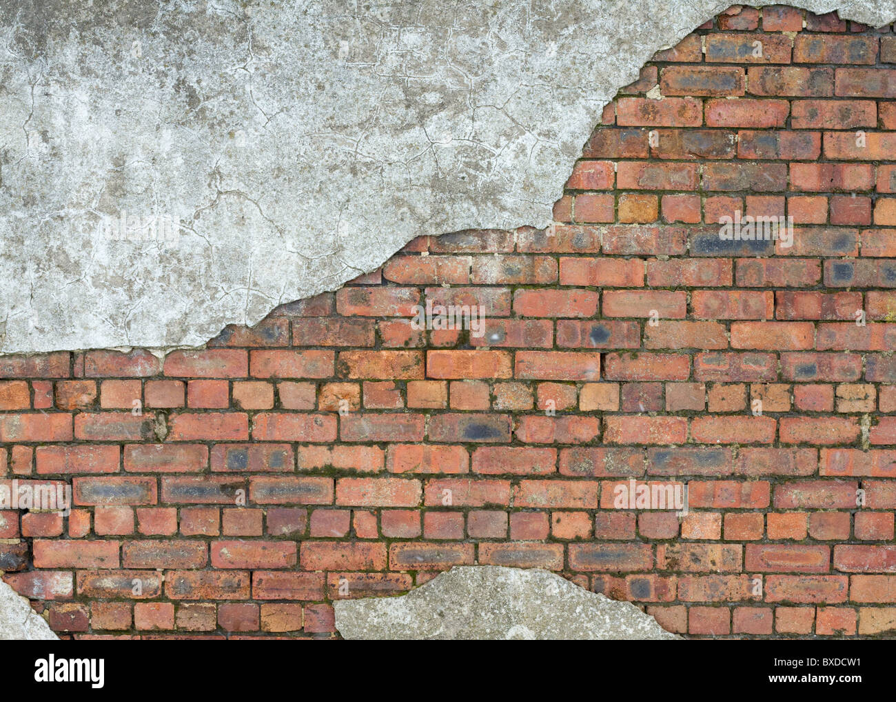 Mur en brique avec du ciment et de l'arrière-plan de texture Banque D'Images
