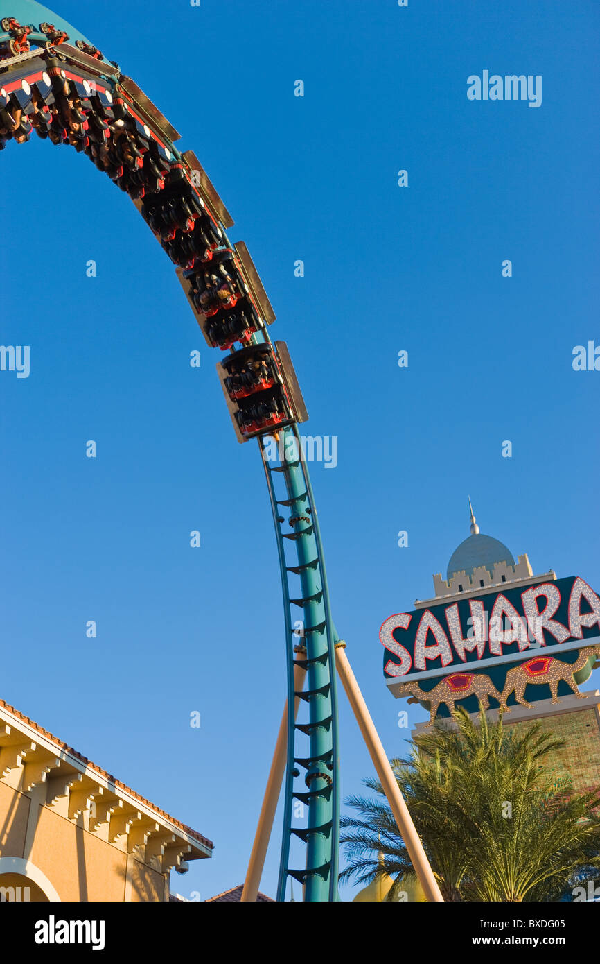 Sahara Hotel and Casino avec roller coaster, Las Vegas, Nevada, USA Banque D'Images