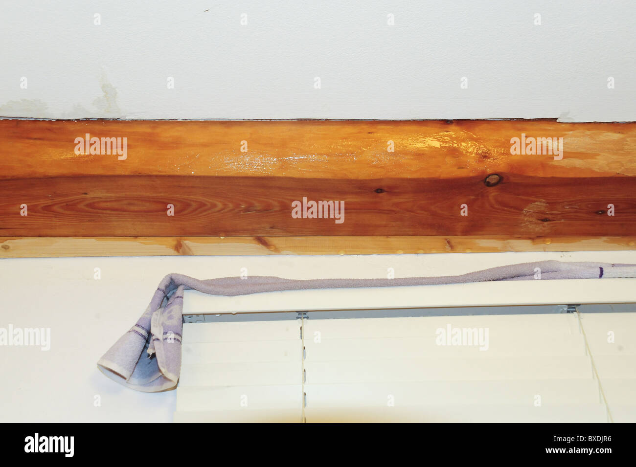 Les dommages causés par l'eau dans la chambre d'eau de pluie, toit brisé Banque D'Images