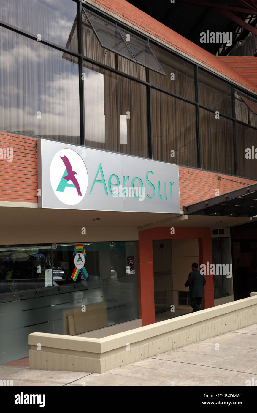 Bureau de la compagnie aérienne Aerosur dans le centre de La Paz, Bolivie Banque D'Images