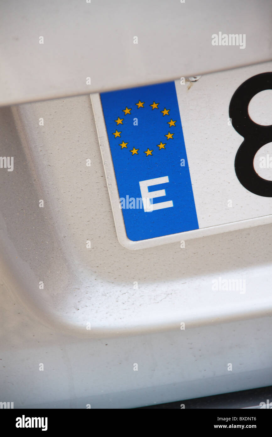 L'Espagnol logo sur la plaque de numéro de voiture style UE Banque D'Images