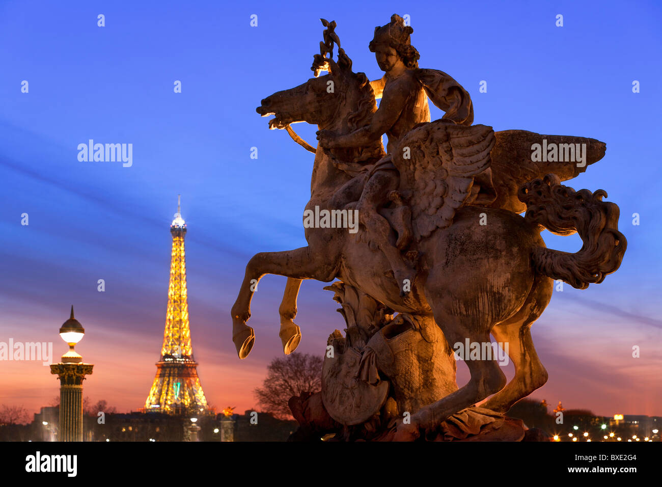 Paris, Jardin des Tuileries et La Tour Eiffel Banque D'Images