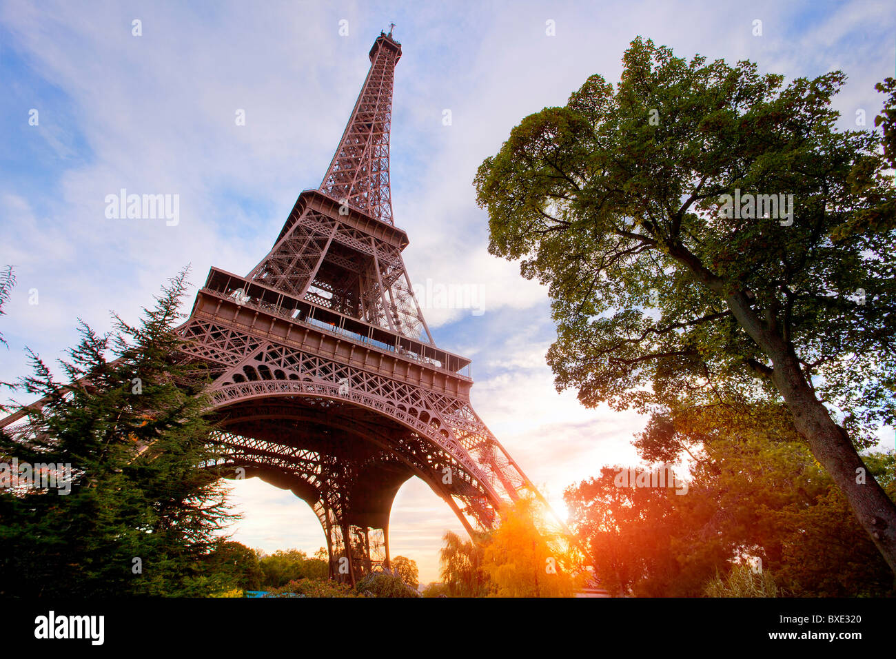 Europe, France, Paris (75), la Tour Eiffel au coucher du soleil Banque D'Images
