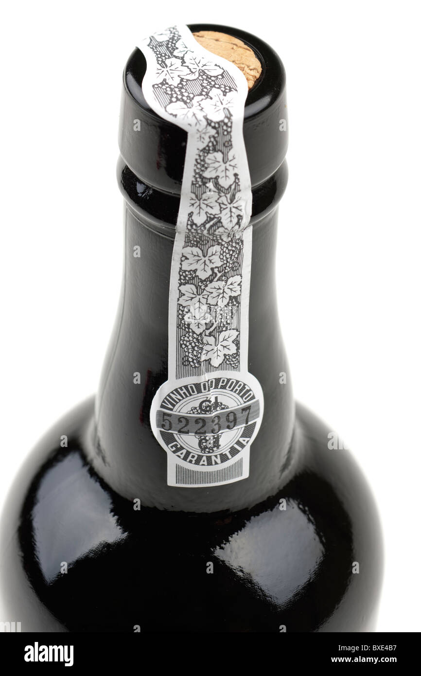 Seal et garantie sur une bouteille vintage port Banque D'Images