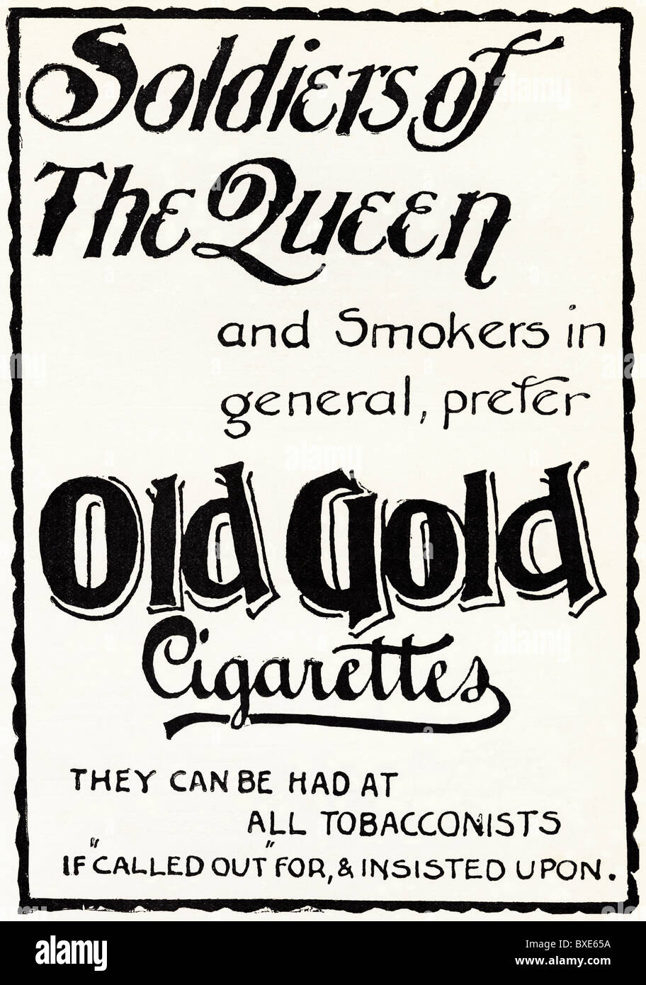 Victorian publicité pour cigarettes Ogden's Guinea-Gold vers 1900 Des soldats de la Reine Banque D'Images
