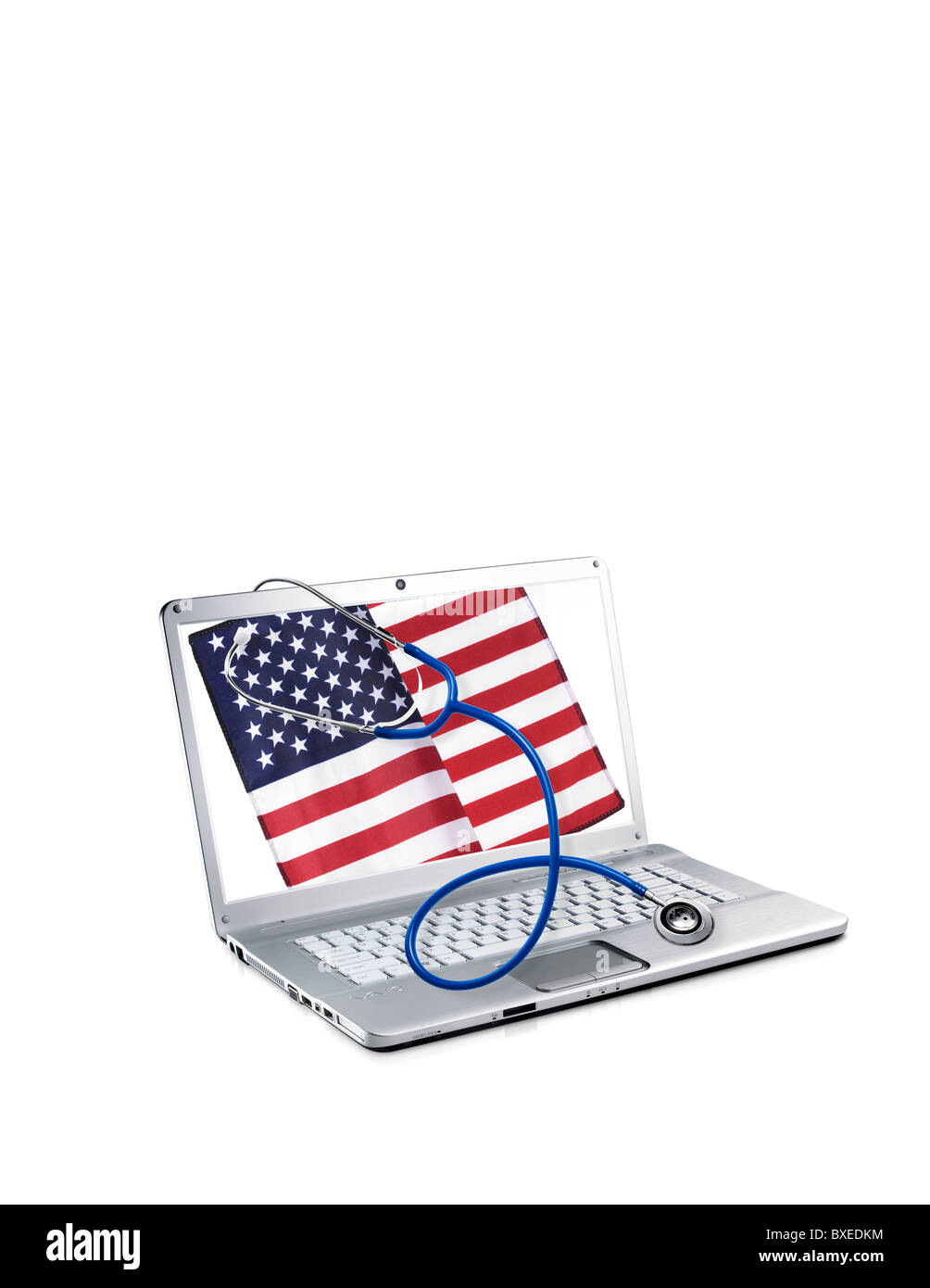 Stethoscope on laptop Banque D'Images