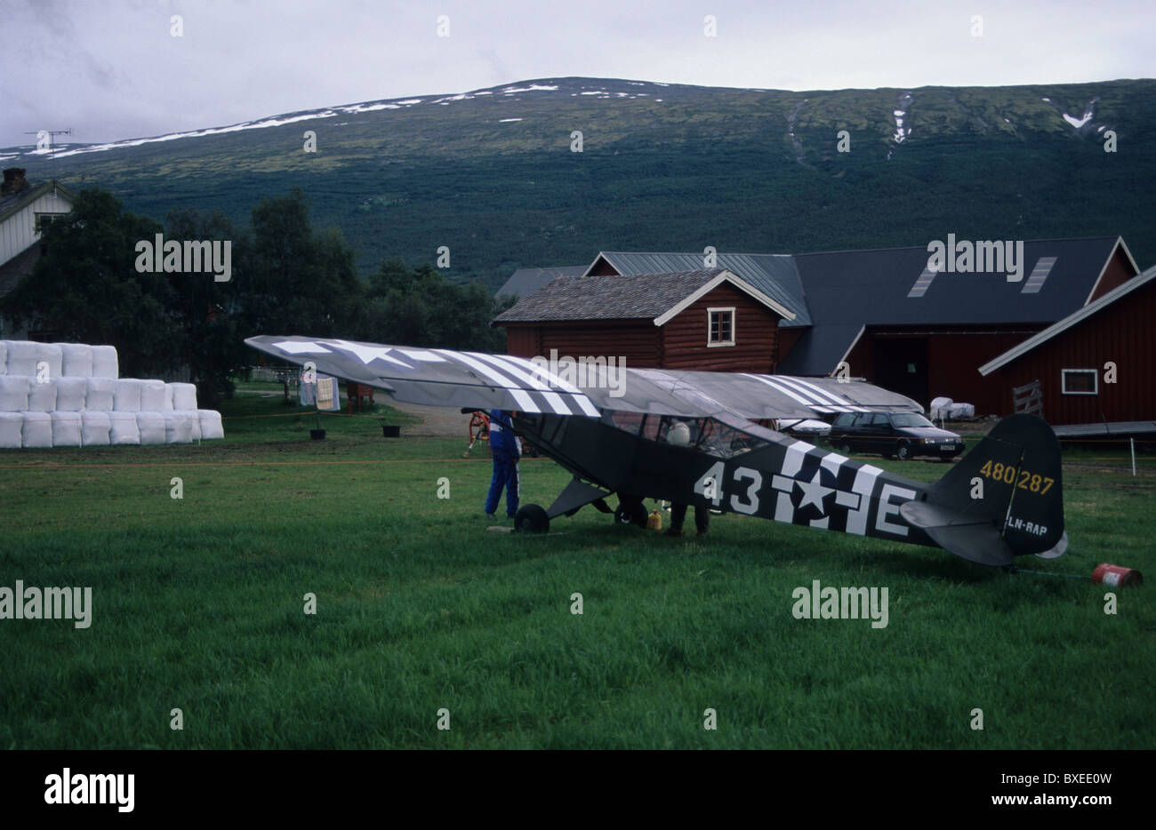 Plan de sauterelle observasion deuxième guerre mondiale. Avion de guerre restauré, sauterelle, avion de guerre US Banque D'Images