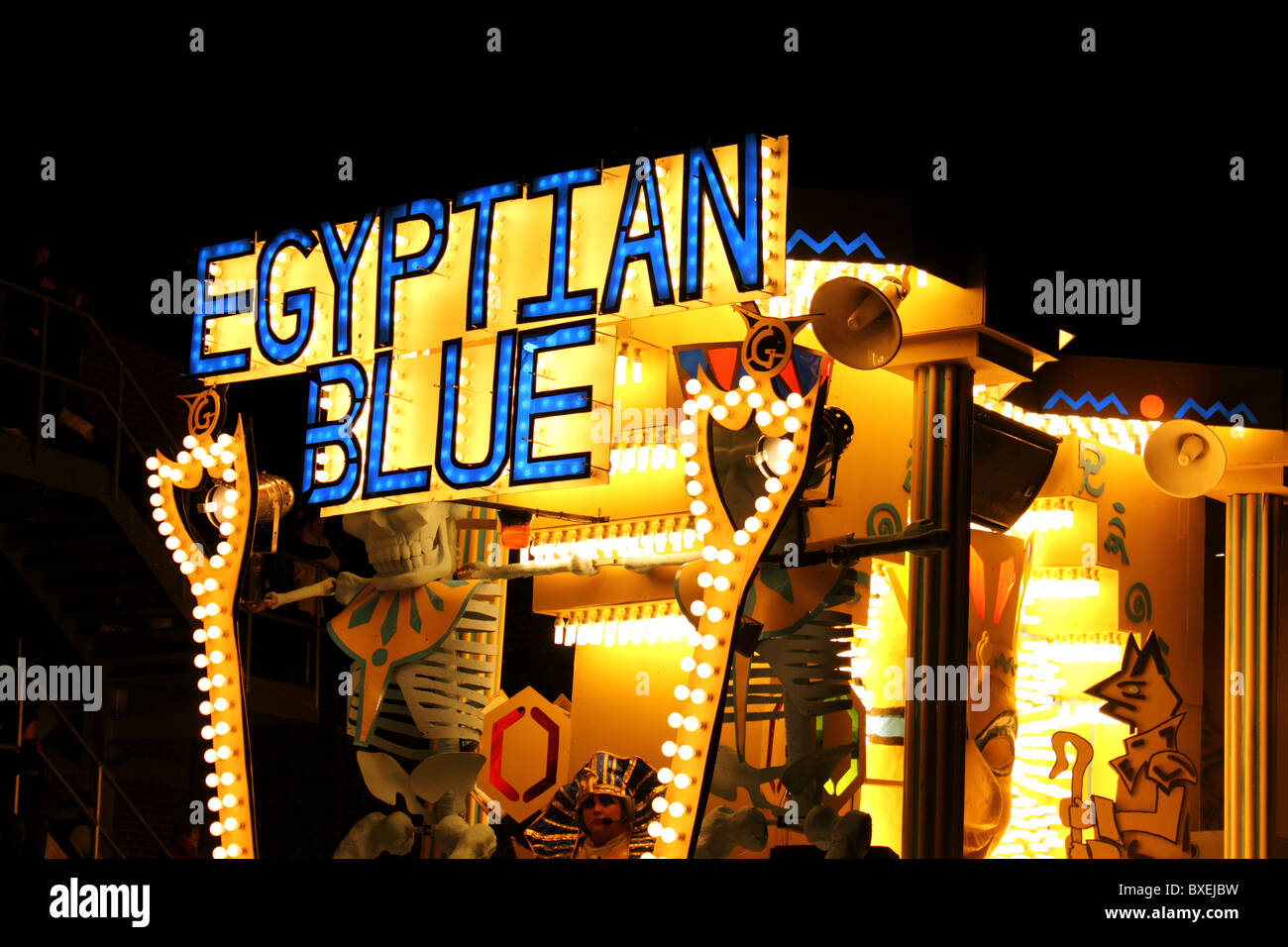 Flotteur carnaval thème égyptien, Glastonbury, Somerset, England, UK Banque D'Images