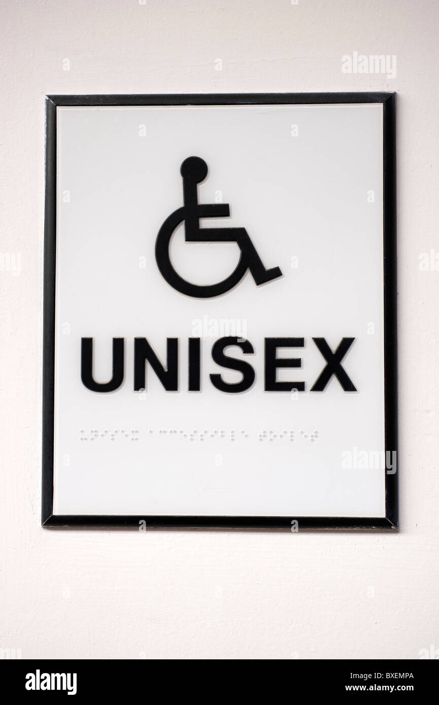 Toilettes pour handicapés unisexe Sign Banque D'Images