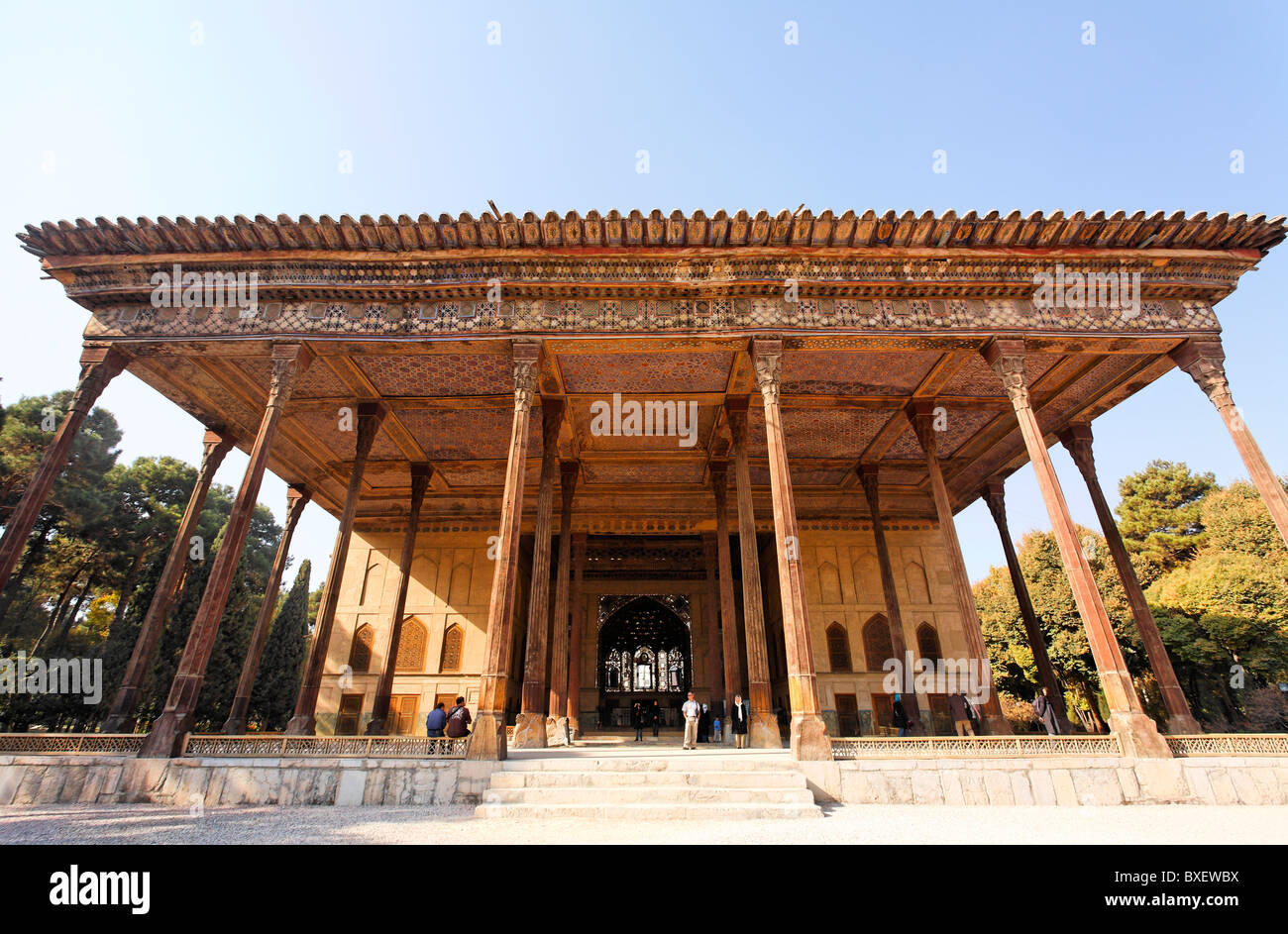 Le Chehel Sutun, un pavillon safavide, Ispahan, Iran Banque D'Images