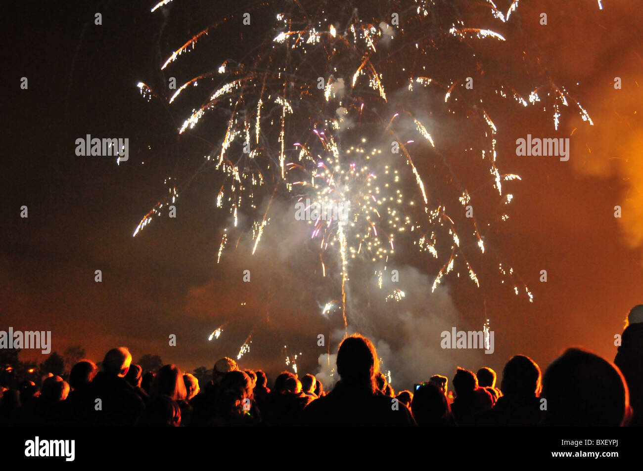 Foule de feux d’artifice Banque D'Images