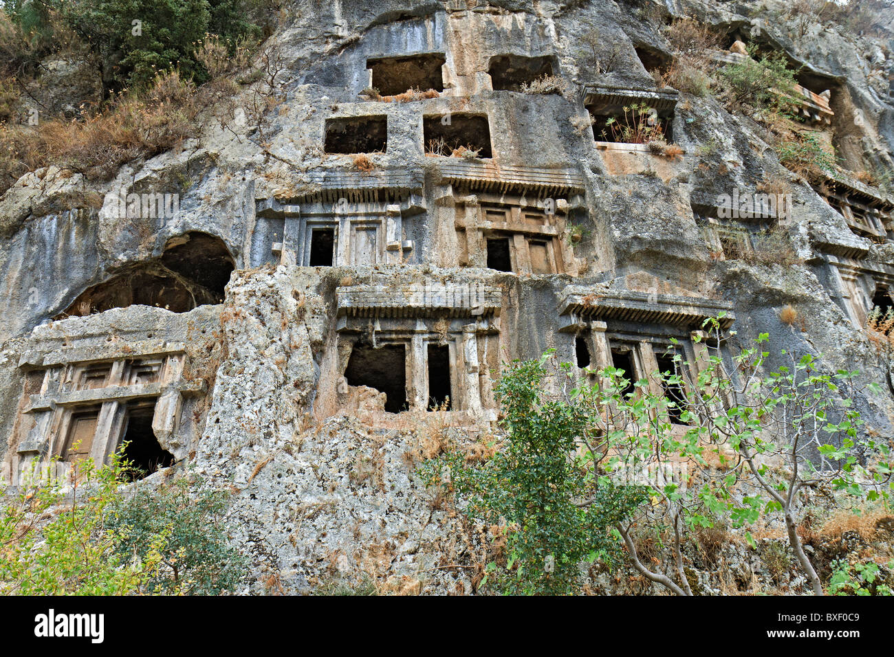 Fethiye Turquie Lycian Rock Tombs Banque D'Images