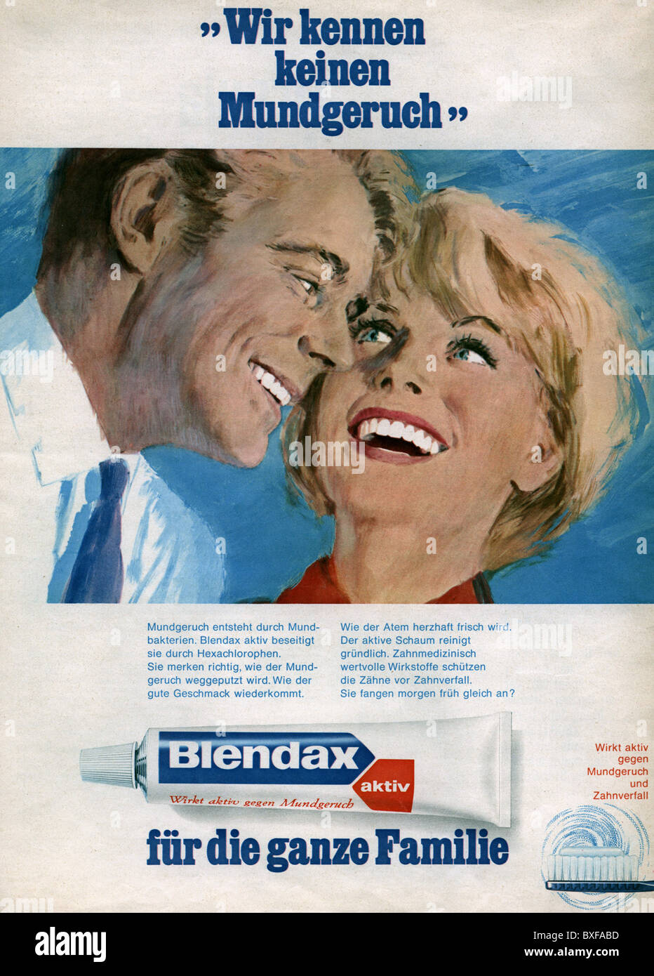 Publicité, hygiène dentaire / soins dentaires, dentifrice Blendax aktiv,  publicité du magazine 'Quick', Allemagne, vers 1970, droits  supplémentaires-Clearences-non disponible Photo Stock - Alamy