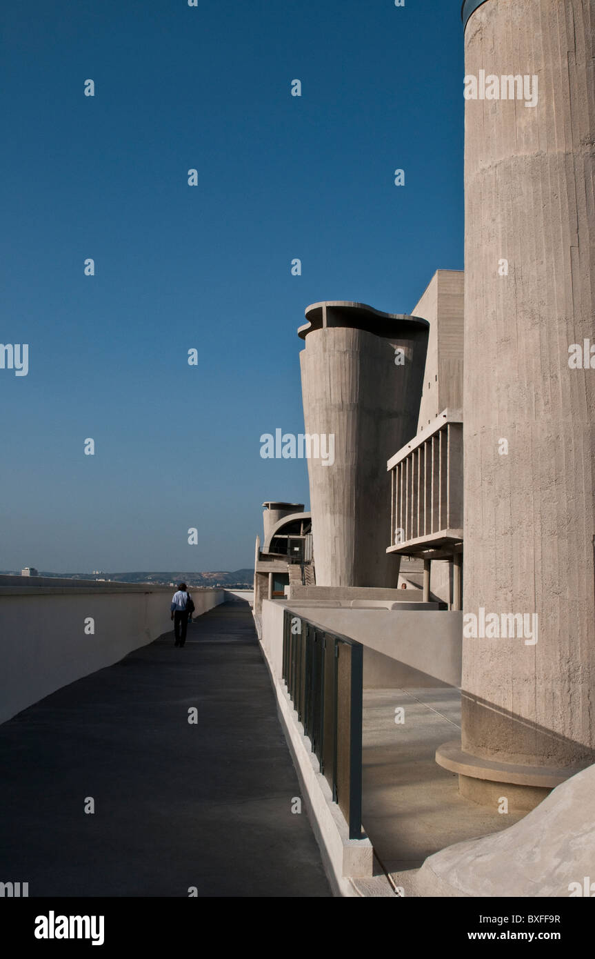 Terrasse sur le toit, Unite d'Habitation de Le Corbusier, Marseille, France Banque D'Images