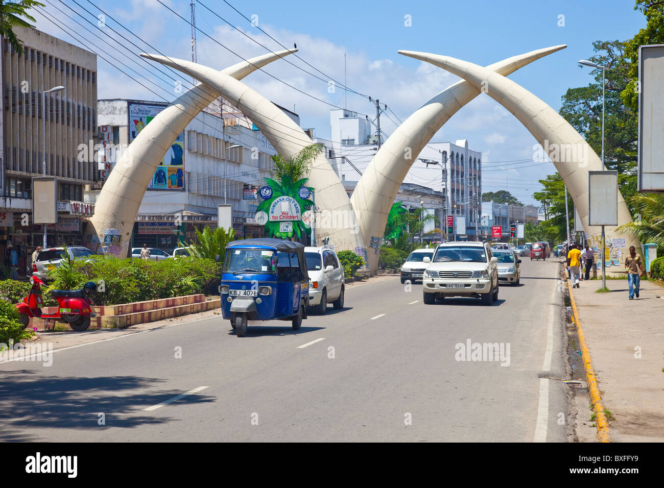 Défenses, Moi Avenue, Mombasa, Kenya Banque D'Images