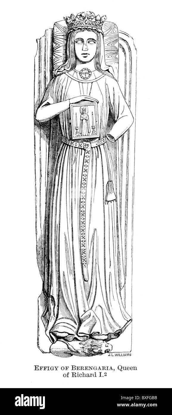 L'effigie de la Reine Bérengère, épouse du roi Richard Ier d'Angleterre, 12e siècle ; noir et blanc Illustration ; Banque D'Images