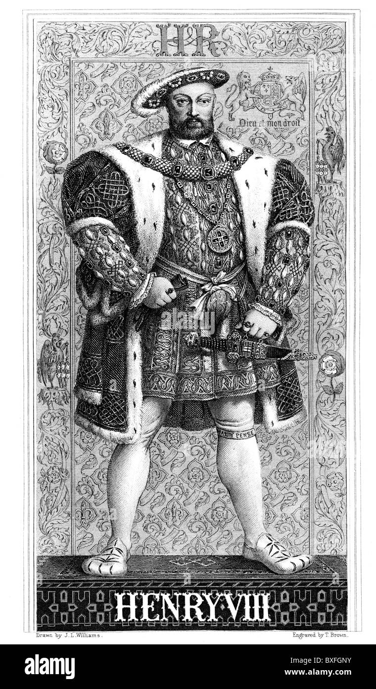 Le Roi Henry VIII ; noir et blanc Illustration ; Banque D'Images