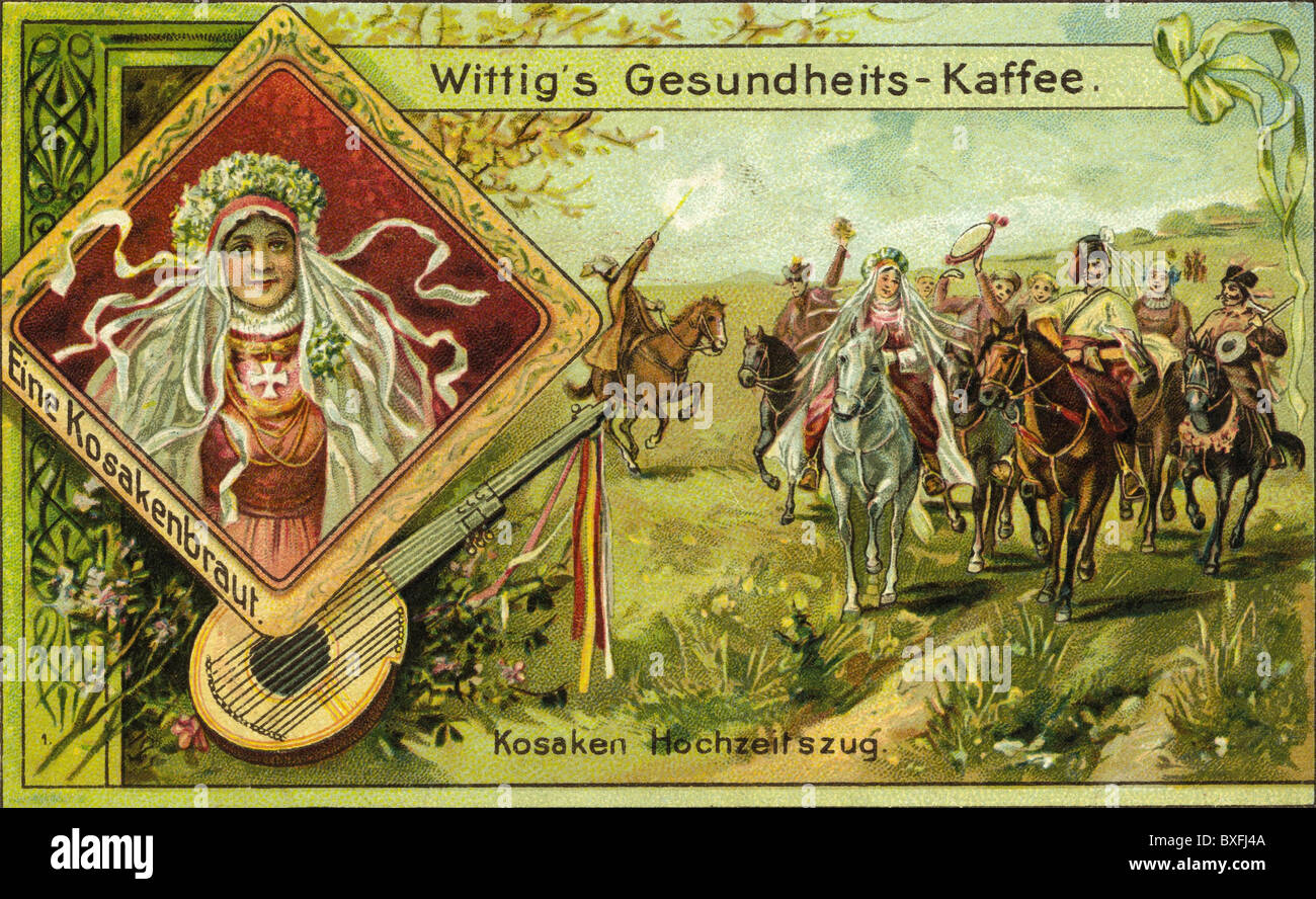 Publicité, Allemagne, publicité pour Wittig's Gesundheits - Kaffee (Wittig's Health Coffee), Louis Wittig & Co., Coethen, Allemagne, image de collectionneur d'une série, vers 1908, droits additionnels-Clearences-non disponible Banque D'Images