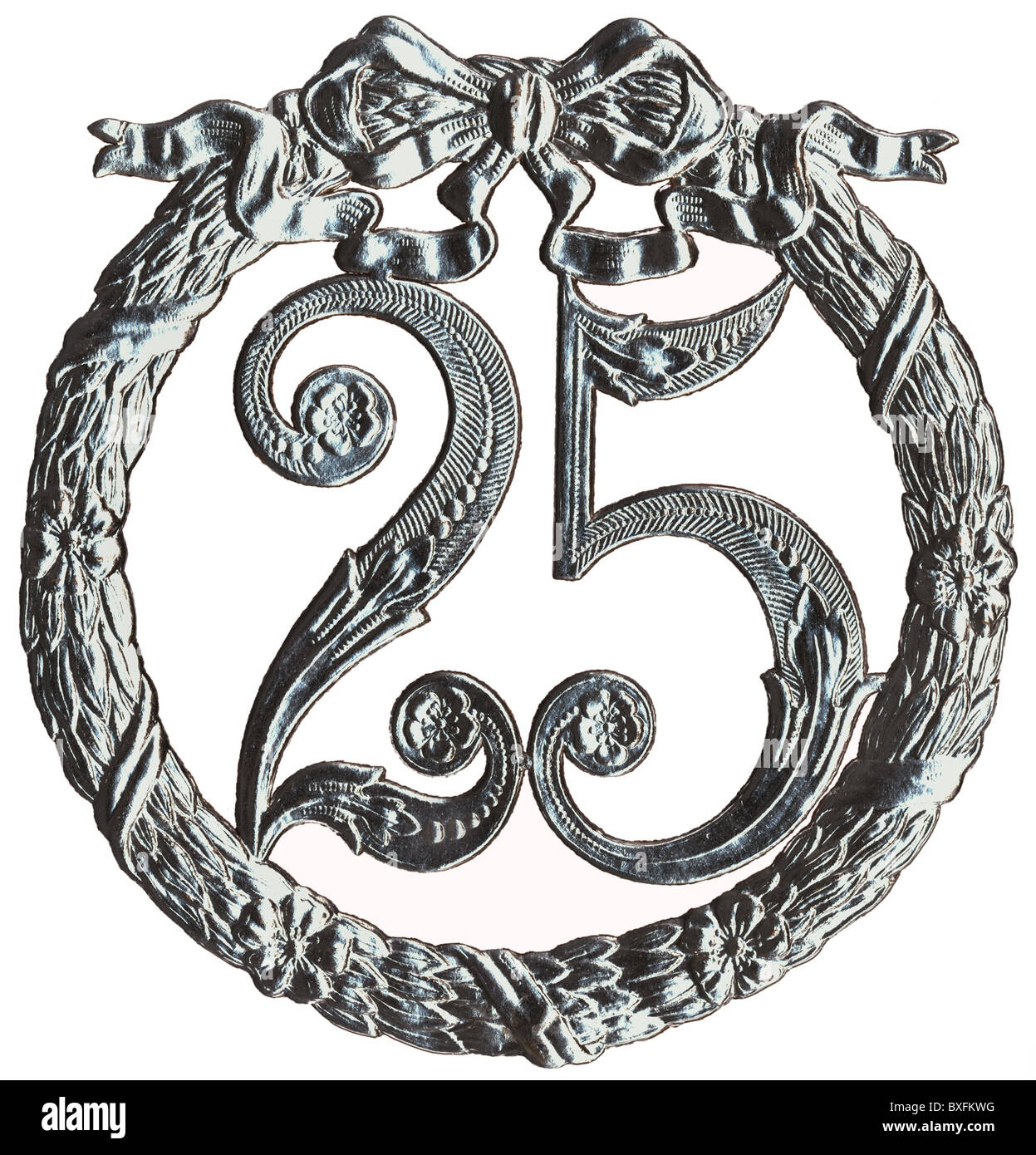 Allemagne, vers 1930, jubilé, anniversaire, anniversaires, jubilés, décoration, mariage d'argent, nombre, numéros, membres, ornement, couronne, félicitations, 25ème anniversaire, coupure, années 1930, 30s, 20e siècle, , droits additionnels-Clearences-non disponible Banque D'Images