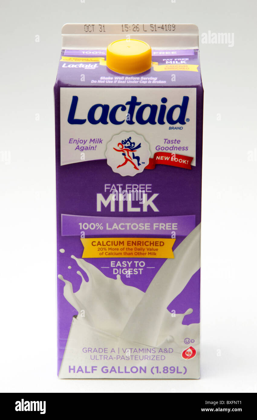 Lactaid, lactose, lait sans gras. Banque D'Images