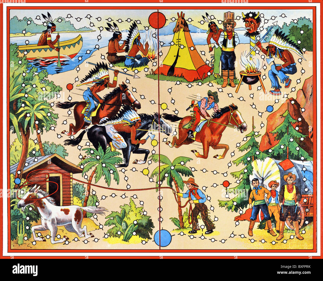 Jeux, jeu de société, Cowboy et Red Indian, Allemagne, 1960, droits-supplémentaires-Clearences-non disponible Banque D'Images