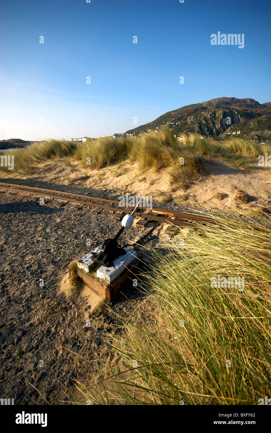 Fairbourne Gwynd Wales UK petite jauge chemin de fer vapeur Points Barmouth Banque D'Images