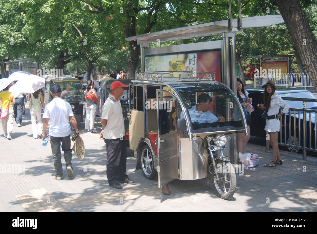 Vélo-taxi, transport, Beijing, Chine Banque D'Images