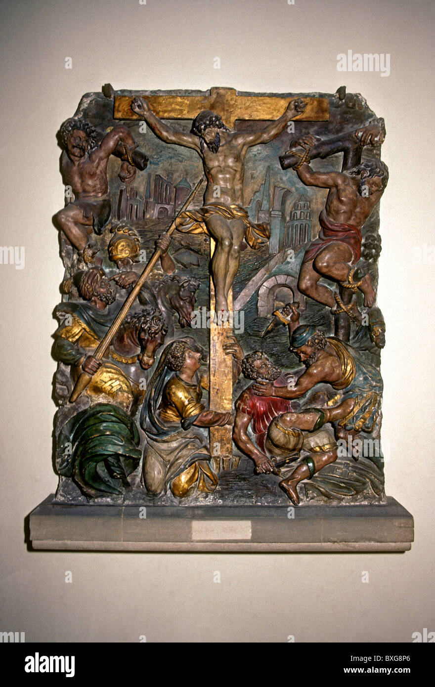 La crucifixion de Jésus, 16ème siècle, la crucifixion de Jésus Christ, du musée historique lorrain, ville de Nancy, Lorraine, France, Europe Banque D'Images