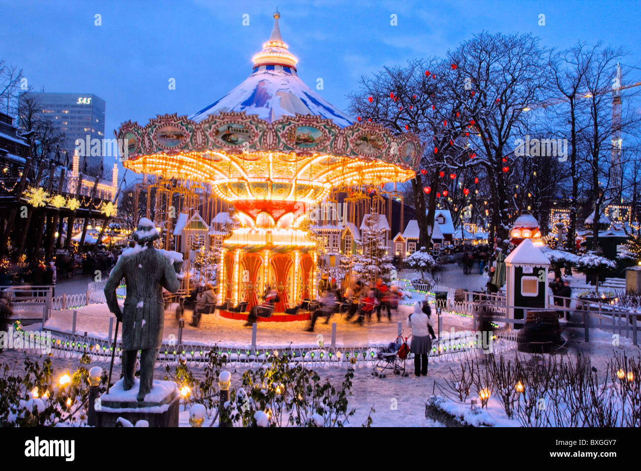 Copenhague Tivoli couvertes de neige Banque D'Images