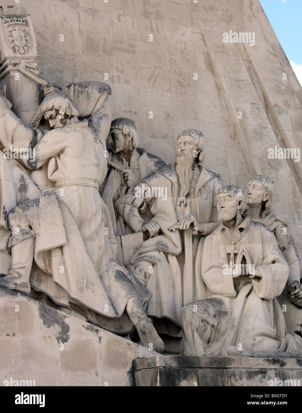 Afonso de Albuquerque, Saint François Xavier et Cristovao da Gama. Monument des Découvertes, Belém, Lisbonne, Portugal Banque D'Images