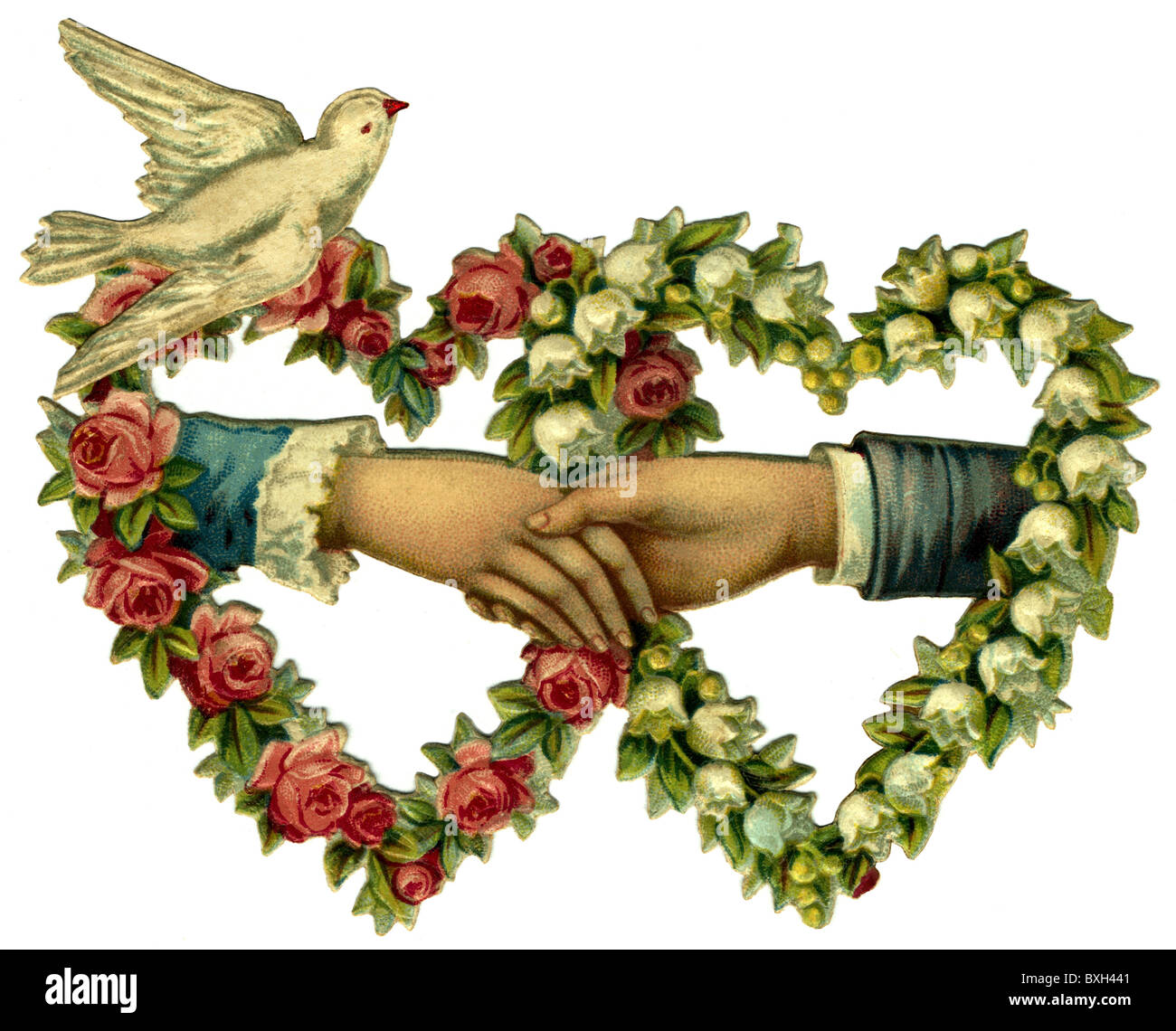 Symbole / emblème / icône, fidélité, colombe blanche avec deux coeurs, carte postale, lithographie, Allemagne, vers 1912, droits additionnels-Clearences-non disponible Banque D'Images