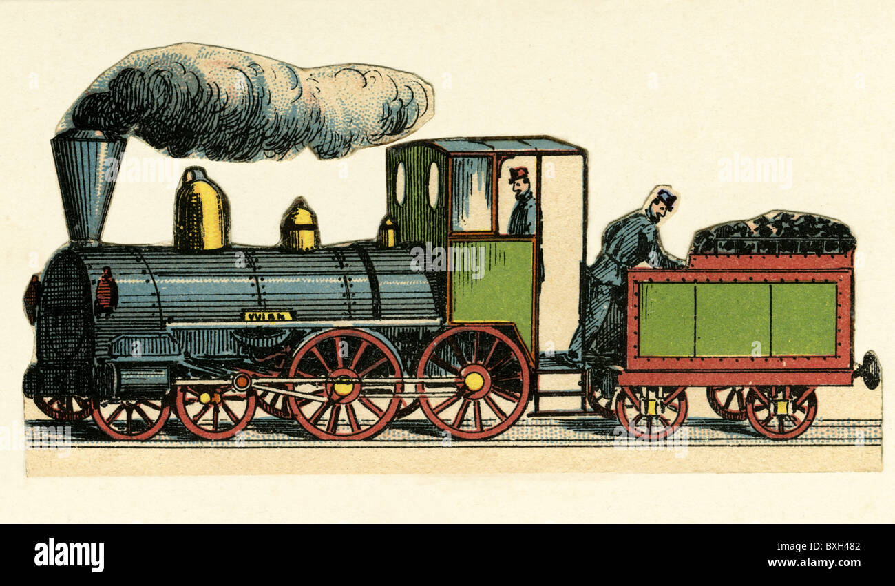 Transport / transport, chemin de fer, locomotive à vapeur, lithographie, Allemagne, vers 1870, droits additionnels-Clearences-non disponible Banque D'Images