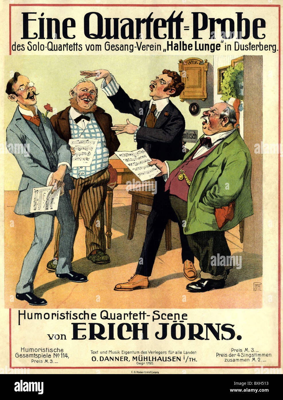 Musique, chorale masculin, quatuor, illustration, Allemagne, vers 1909, droits additionnels-Clearences-non disponible Banque D'Images