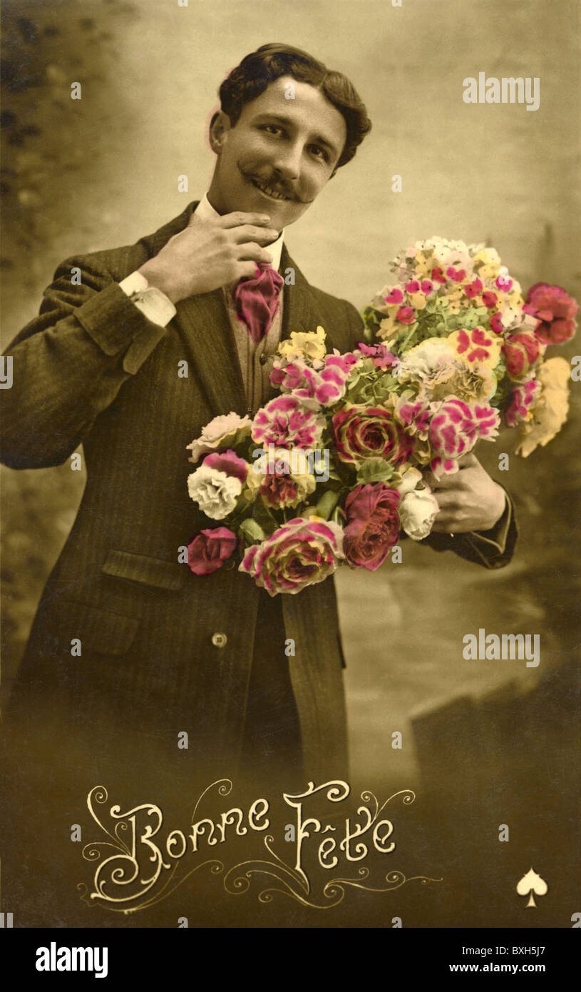 Personnes, hommes, squire avec bouquet, France, vers 1910, droits additionnels-Clearences-non disponible Banque D'Images
