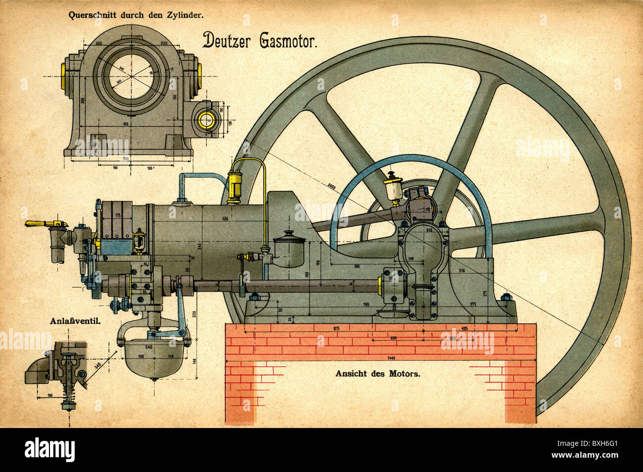 technics, moteurs, moteur à gaz Deutz, projet de construction, Cologne Deutz, Allemagne, vers 1907, droits additionnels-Clearences-non disponible Banque D'Images