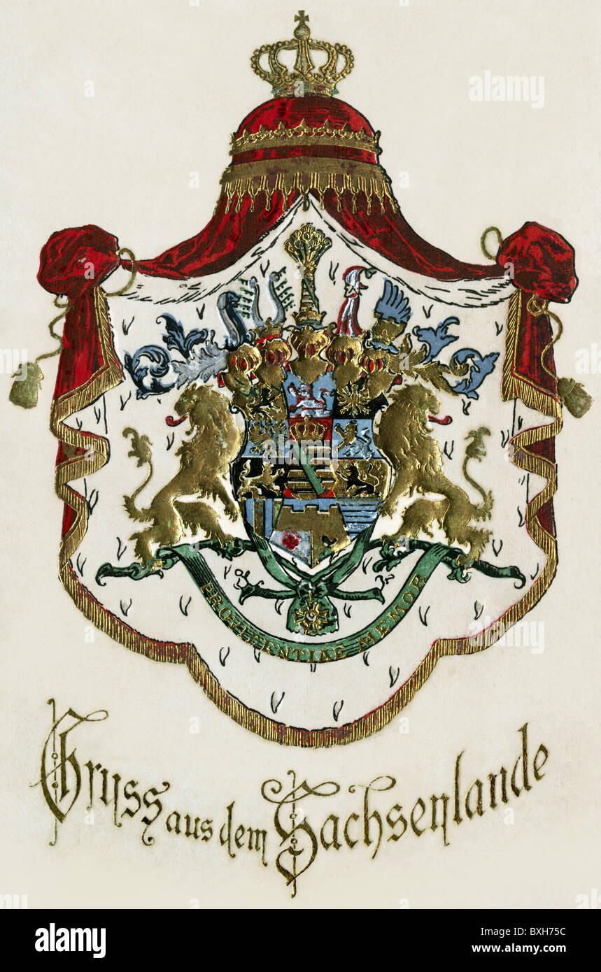 heraldry, armoiries, emblème royal du royaume de Saxe, Allemagne, 1903, droits additionnels-Clearences-non disponible Banque D'Images