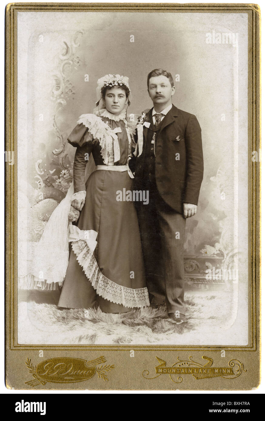 Personnes, couples, mariée et marié, photo de mariage, Mountain Lake, Minnesota, États-Unis, 2.1.1898, droits supplémentaires-Clearences-non disponible Banque D'Images