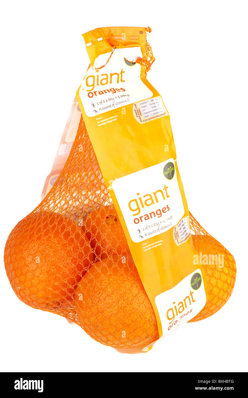 Net Orange sac de cultiver des oranges géant Banque D'Images