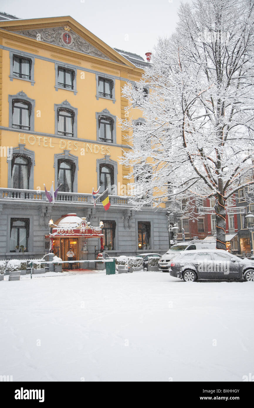 Hotel Des Indes, l'hiver, La Haye, Pays-Bas, Hollande, Europe Banque D'Images