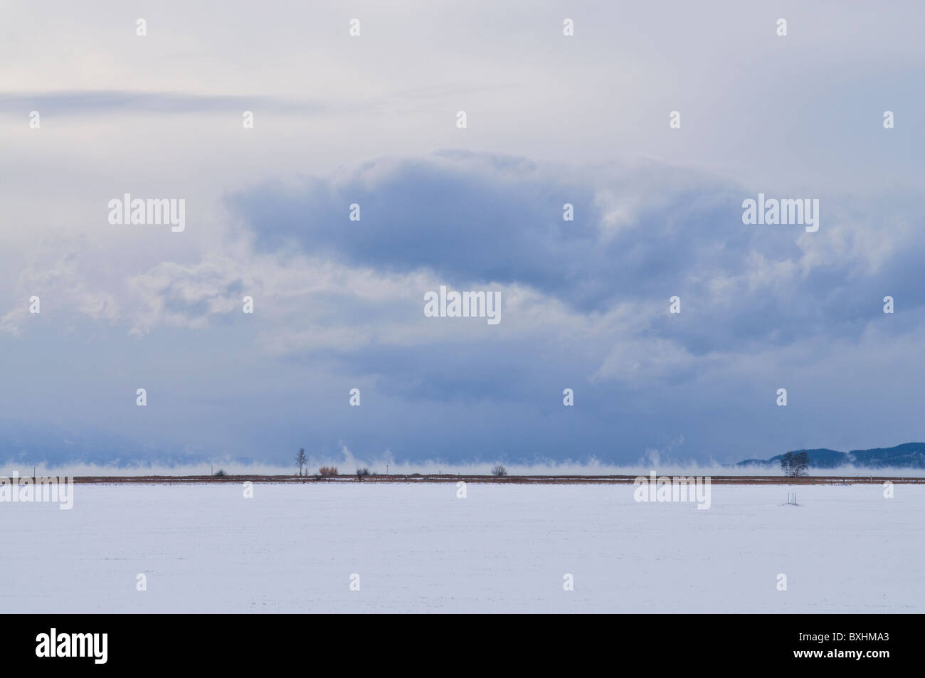 Le Lac Flathead en hiver - Somers Montana Banque D'Images