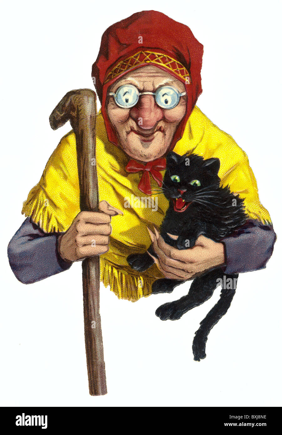 Sorcières, sorcière avec chat noir, Allemagne, vers 1920, droits additionnels-Clearences-non disponible Banque D'Images