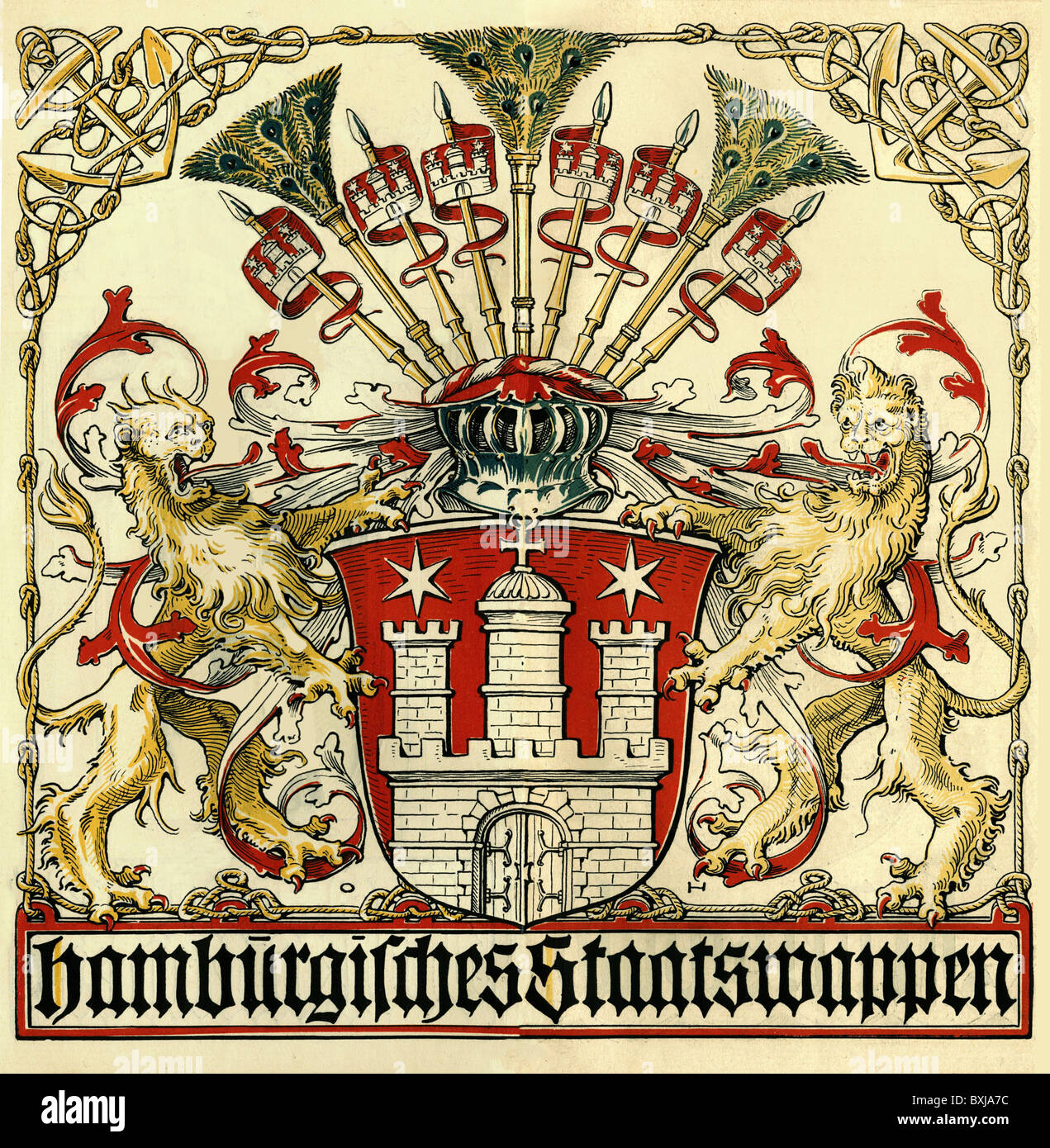 heraldry, armoiries, City Arms of Hamburg, Allemagne, 1919, droits additionnels-Clearences-non disponible Banque D'Images