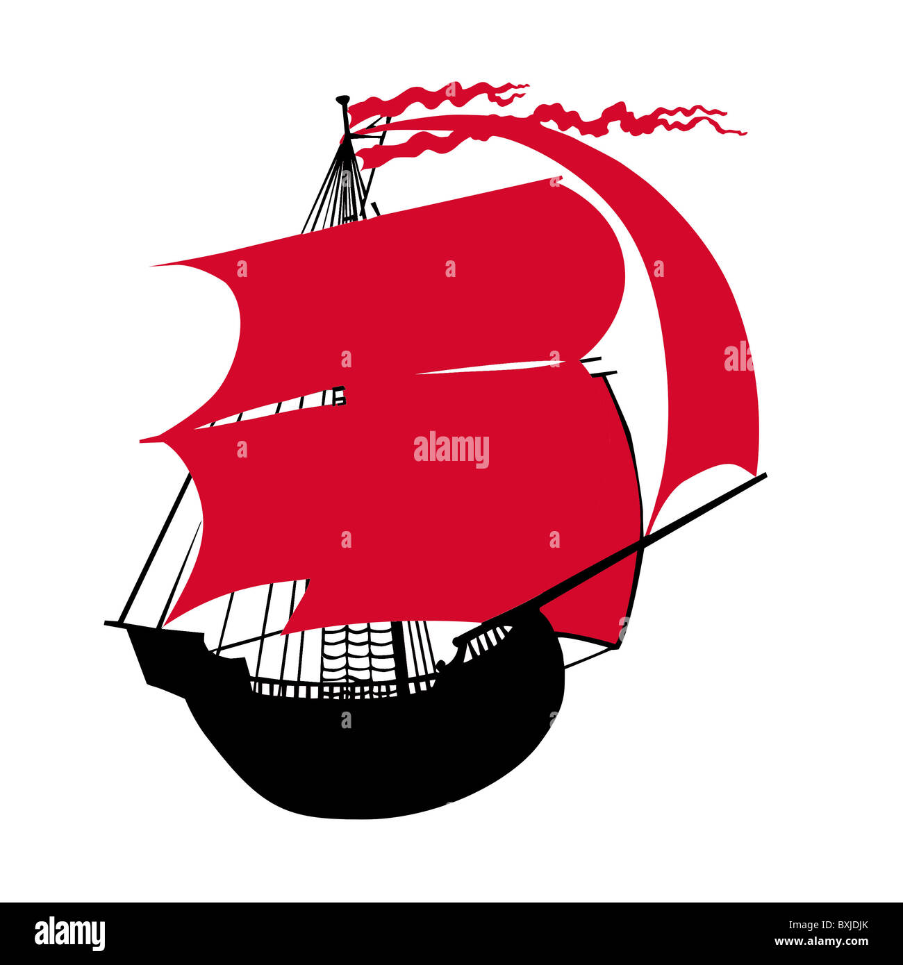 Illustration de l'espadon voilier avec voile rouge Banque D'Images