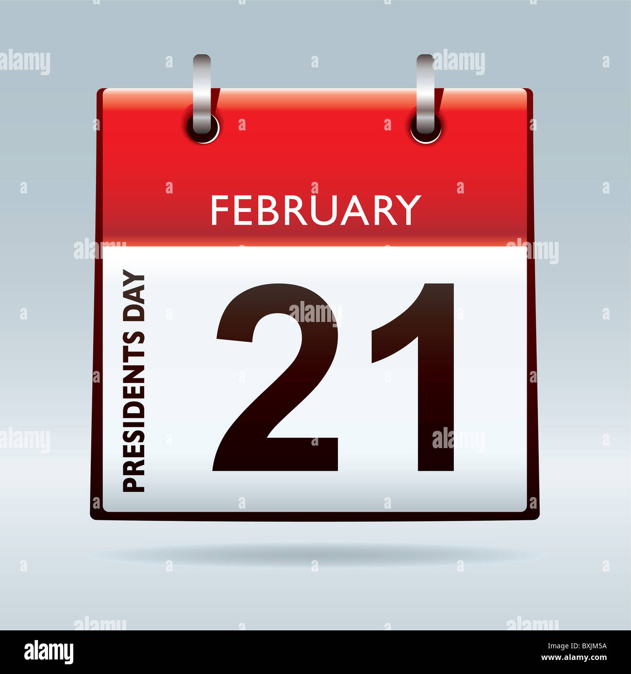 L'icône calendrier rouge pour les présidents américains jour 21 Février Banque D'Images