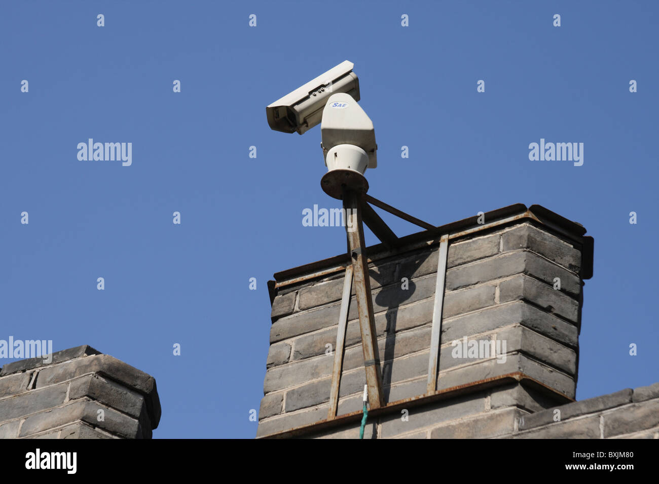 Surveillance Camera sur tour à grande muraille de Chine Banque D'Images